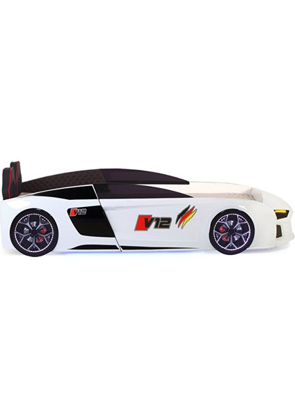 Beyaz Arabalı Yatak V12 Audi Full Ledli Kumandalı ve Müzikli indirimleri