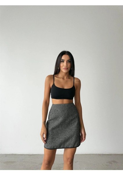 Kaşe Kısa Etek - Siyah