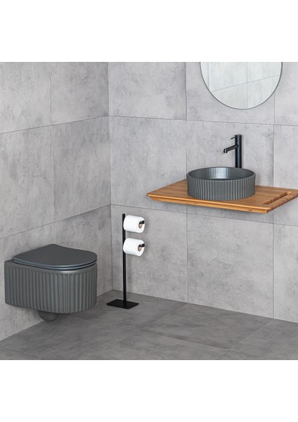 Tezgahüstü Lavabo Mat Füme E-W1001MF fiyatları