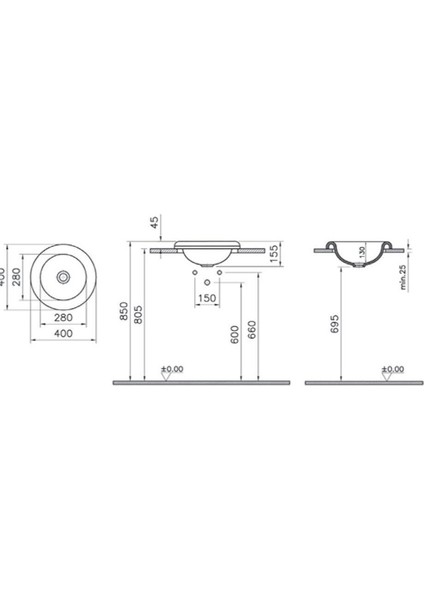 Liquid 7311B403-0016 Tezgahüstü Lavabo, 40 Cm, Beyaz fiyatları