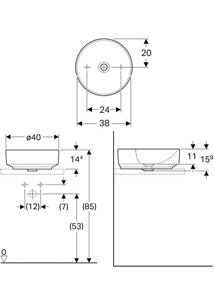 Variform Çanak Lavabo Yuvarlak 40 cm 500.768.01.2