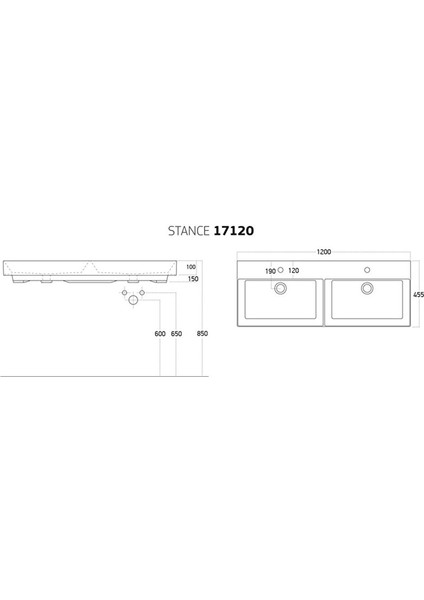 Sanovit 120 cm Stance Beyaz Lavabo - 17120 fiyatları