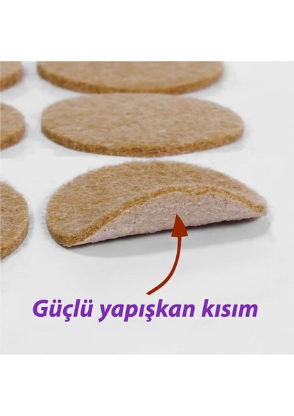 Yapışkanlı Yuvarlak Keçe Masa Sandalye Parke Zemin Ayak Koruyucu Kaydırmaz 20 mm Keçesi (50'li̇ Paket) modelleri
