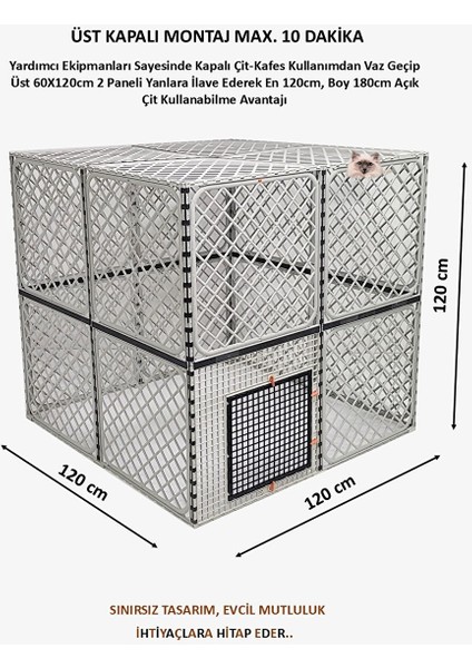 1,2m x 1,2m x 1,2m Alt Açık, Üst Kapalı Köpek, Tavşan, Kedi Kafesi Antrasit fiyatları