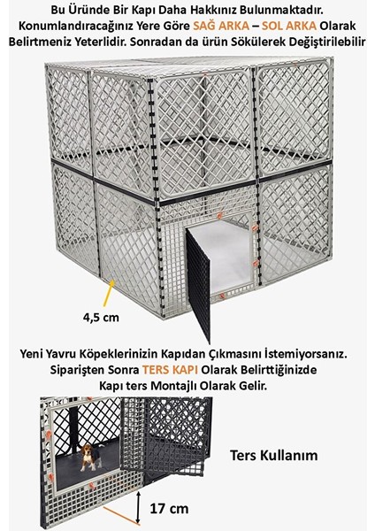 1,2m x 1,2m x 1,2m Alt Açık, Üst Kapalı Köpek, Tavşan, Kedi Kafesi Antrasit modelleri