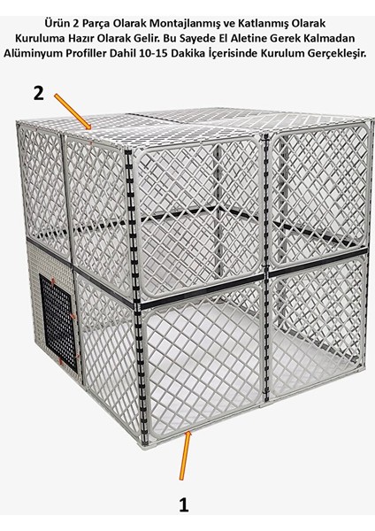 1,2m x 1,2m x 1,2m Alt Açık, Üst Kapalı Köpek, Tavşan, Kedi Kafesi Antrasit fırsatları