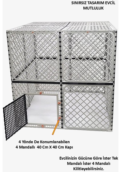 1,2m x 1,2m x 1,2m Alt Açık, Üst Kapalı Köpek, Tavşan, Kedi Kafesi Antrasit indirimleri