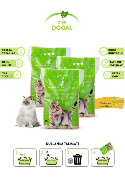 Mısır Koçanından Doğal Topaklanan Tozsuz Kedi Kumu 20LT indirimleri