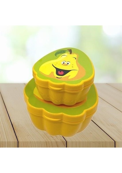 Omb Store 2'li Iç Içe Geçebilen Armut Model Saklama ve Beslenme Kabı Seti (550 ml + 250 Ml)