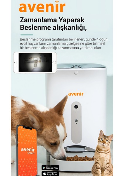 AV-F11C Kameralı ve Sesli Otomatik Akıllı Kedi Köpek Mama Kabı App Kontrol Smart Feeder modelleri