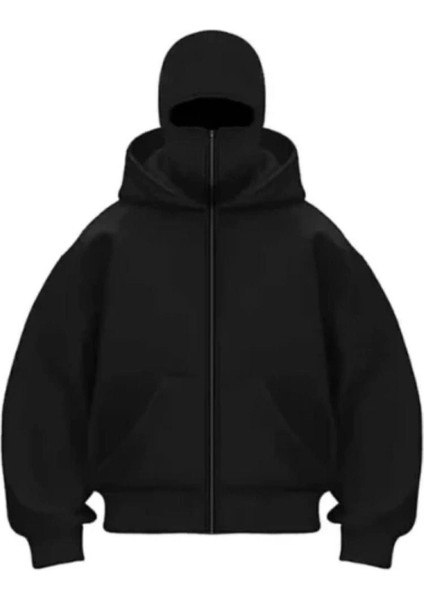 Samuray Zıp Fermuarlı Kapüşonlu Sweatshirt- Siyah fiyatları