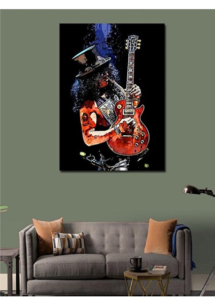 Kanvas Tablo Gitarist Slash 100X140 cm