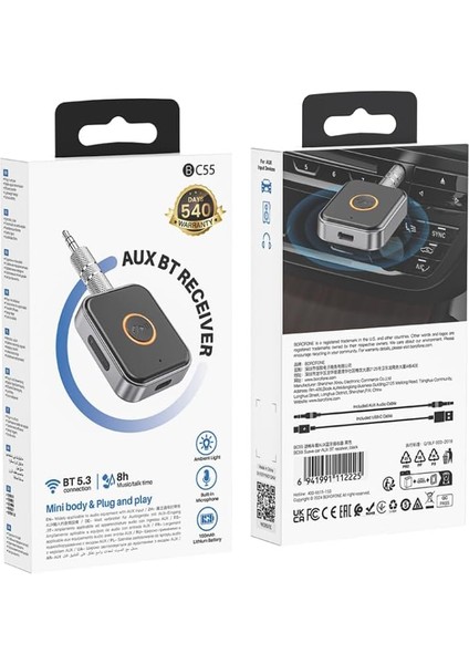 Wireless Bluetooth 5.3 3.5mm Jack Aux Araç Ses Aktarım Kiti Adaptör Bluetooth Çevirici Araba Hoparlör Kulaklık Için Taşınabilir Kablosuz Ses Araç Kitleri Adaptörü BC55 modelleri