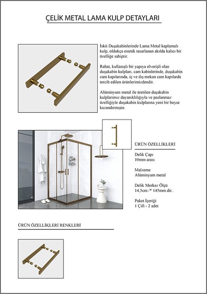 Iskit Duşakabin 90 x 100 Dikdörtgen Şeffaf Cam Köşe Girişli Kabin Bronz Profil 6mm 90X100 cm modelleri