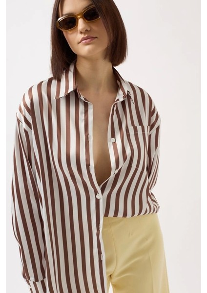 Çizgili Saten Gömlek fırsatları