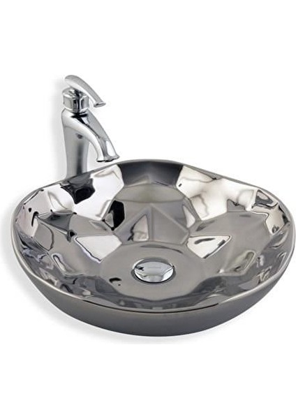 Tezgah Üstü Çanak Lavabo E-5006G Gümüş