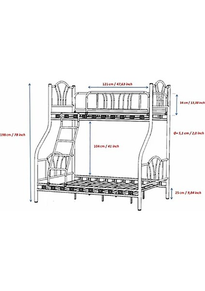Imaj 3 Ki̇şi̇li̇k Ebeveyn 3'lü Metal Ranza - Beyaz - 90X200 & 140X200 modelleri