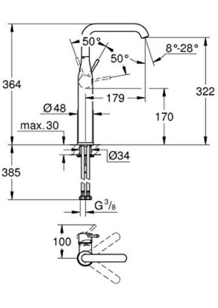 Essence Tek Kumandalı Lavabo Bataryası 1/2" Xl-Boyut - 24170DA1