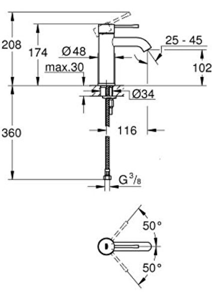 Essence Tek Kumandalı Lavabo Bataryası 1/2" S-Boyut - 24172A01