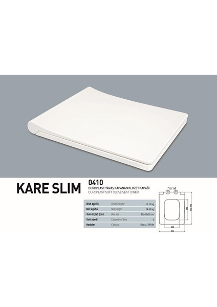 Trend Kare Asma Klozet + Nkp Duroplast Yavaş Kapanır Kapak