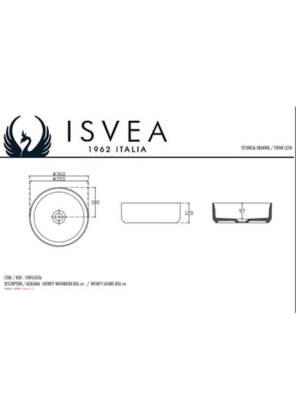 Infinity Tezgahüstü Lavabo 36CM modelleri