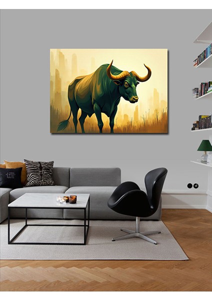 Kanvas Tablo Güçlü Boğa Illüstrasyonu 100X140 cm fiyatları