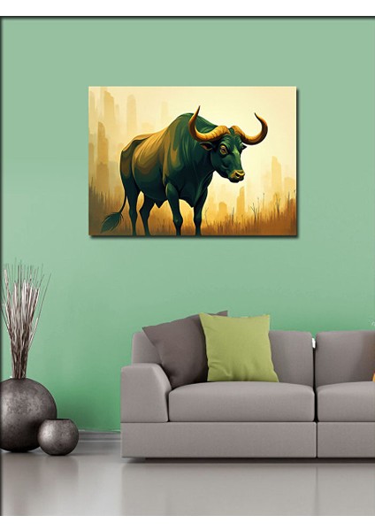 Kanvas Tablo Güçlü Boğa Illüstrasyonu 100X140 cm modelleri