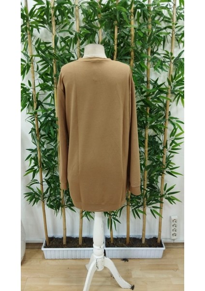 Kadın Uzun Kollu Bisiklet Yaka Kalp Desenli Kısa Viskon Elbise indirimleri