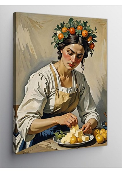 Kanvas Tablo Kahvaltı Hazırlayan Kadın 70X100 cm