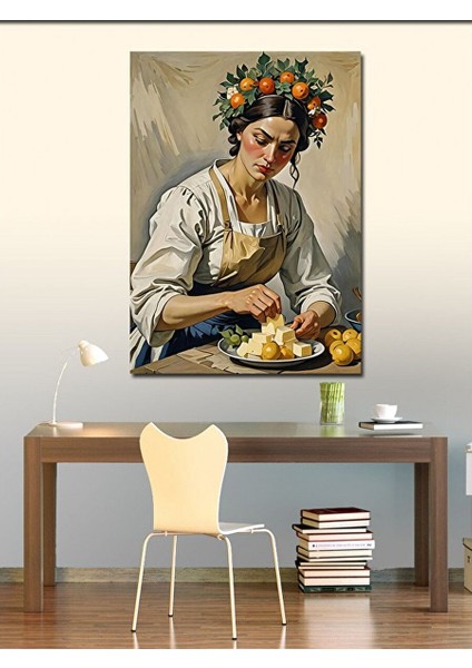 Kanvas Tablo Kahvaltı Hazırlayan Kadın 70X100 cm fiyatları