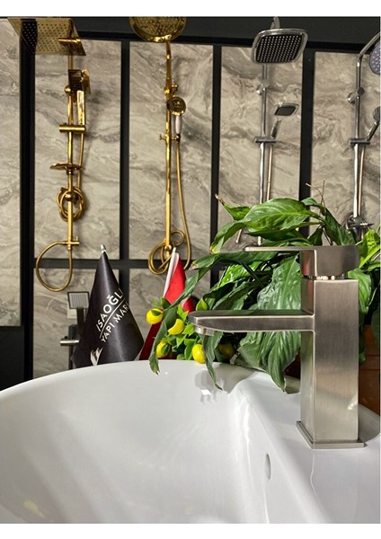 Inox Lavabo Bataryası Inox Lavabo Musluk Kare Inox Lavabo Bataryası
