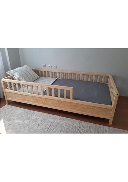 Montessori Çocuk Karyola - Montessori Yatak - Ahşap Karyola - 45 cm Korkuluklu - OPPIPO56 80X180 cm