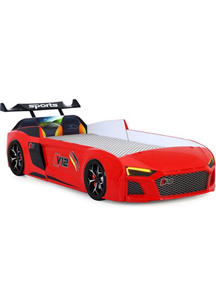 Kırmızı Arabalı Yatak V12 Audi Işıklı Full Plastik modelleri