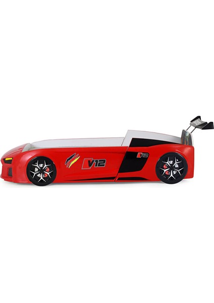 Kırmızı Arabalı Yatak V12 Audi Işıklı Full Plastik indirimleri