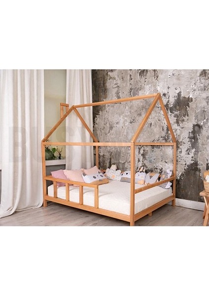 Ahşap Montessori Karyola - Masif Ahşap Karyola - Montessori Çocuk ve Bebek Yatak Opmont-02 100X200 cm