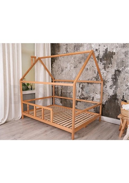 Ahşap Montessori Karyola - Masif Ahşap Karyola - Montessori Çocuk ve Bebek Yatak Opmont-02 100X200 cm modelleri