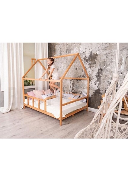 Ahşap Montessori Karyola - Masif Ahşap Karyola - Montessori Çocuk ve Bebek Yatak Opmont-02 100X200 cm indirimleri