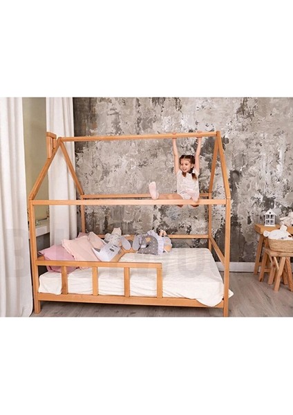 Ahşap Montessori Karyola - Masif Ahşap Karyola - Montessori Çocuk ve Bebek Yatak Opmont-02 100X200 cm