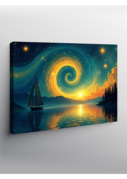 Kanvas Tablo Renkli Galaksi Döngüsü Çizimi 50X70 cm