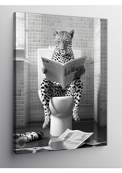 Kanvas Tablo Tuvalette Gastro Leopar 50X70 cm