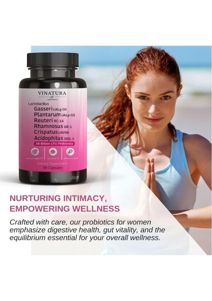 Vınatura Lactobacillus Rhamnosus, Reuteri, Gasseri, Plantarum, Crispatus, Acidophilus Probiotics - 38 Billion Cfu Women Probiotic 30 Capsul modelleri