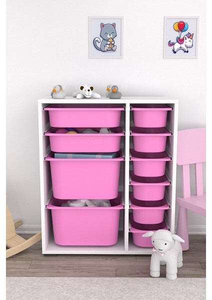 Zen 10 Sepetli Çok Amaçlı Oyuncak Dolabı Pembe 2D2K6U