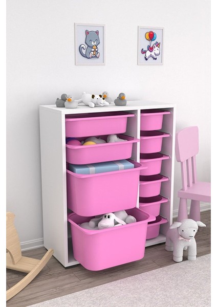 Zen 10 Sepetli Çok Amaçlı Oyuncak Dolabı Pembe 2D2K6U fiyatları