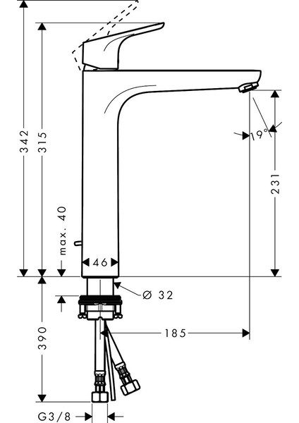 Hg Focus Tek Kollu Lavabo Bataryası 230 - 31531000