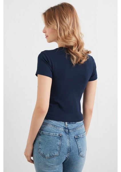 Basic Yanları Stoperli Crop Tişört fiyatları