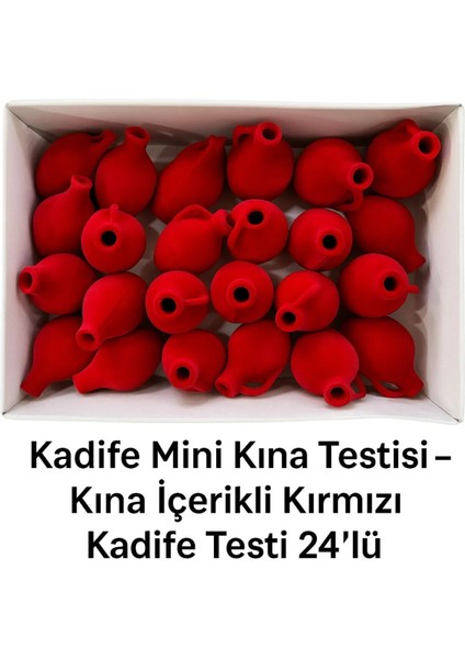 Kadife Mini Kına Testisi - Kına Içerikli Kırmızı Kadife Testi 24’lü