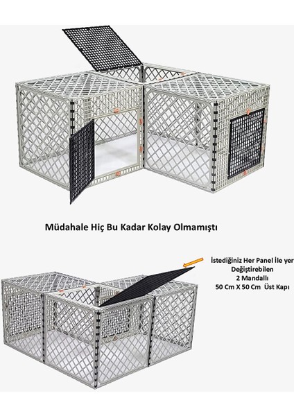 60CM x 180CM x 60CM Üst Kapalı 3 Kapılı Köpek, Kedi, Tavşan Kafesi, 4,5cm Aralıklı modelleri