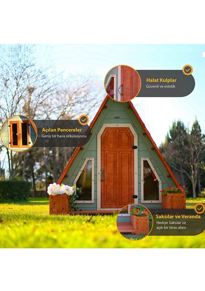 Ahşap Üçgen Çocuk Oyun Evi Aframe Playhouse