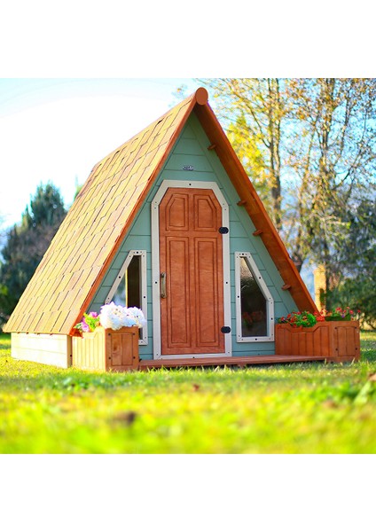 Ahşap Üçgen Çocuk Oyun Evi Aframe Playhouse