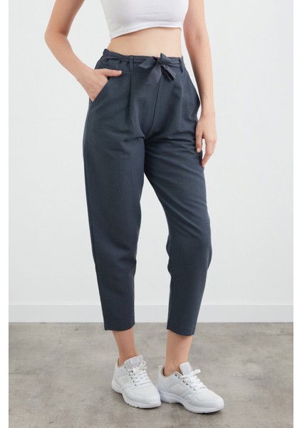 Beli Bağlamalı Straight Keten Pantolon fiyatları